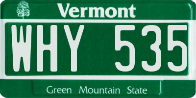 VT license plate WHY535