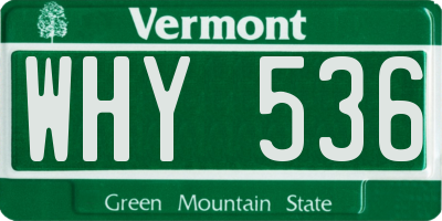 VT license plate WHY536