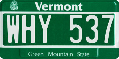 VT license plate WHY537
