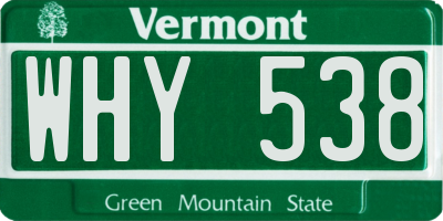 VT license plate WHY538