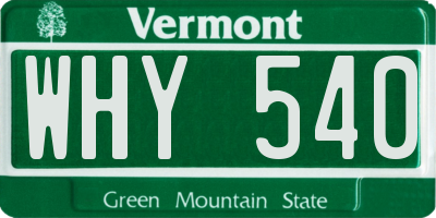 VT license plate WHY540