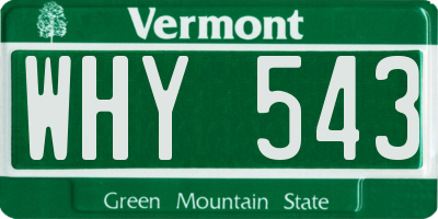 VT license plate WHY543