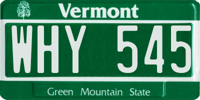 VT license plate WHY545