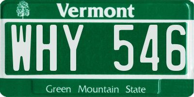 VT license plate WHY546