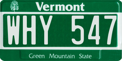 VT license plate WHY547