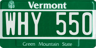 VT license plate WHY550