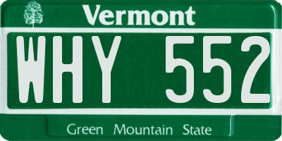 VT license plate WHY552