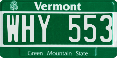 VT license plate WHY553