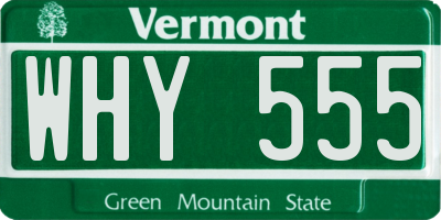 VT license plate WHY555