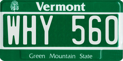 VT license plate WHY560