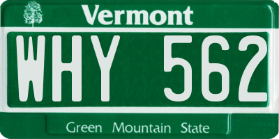 VT license plate WHY562