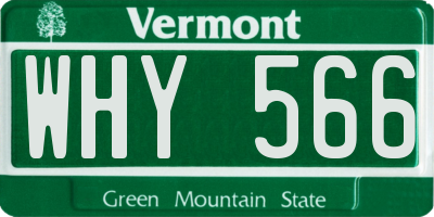 VT license plate WHY566