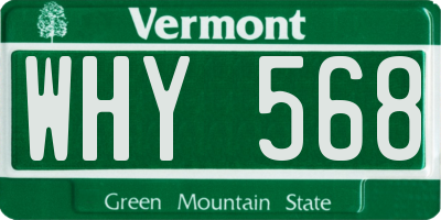 VT license plate WHY568