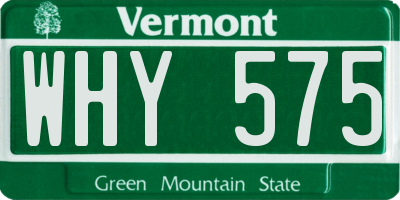 VT license plate WHY575