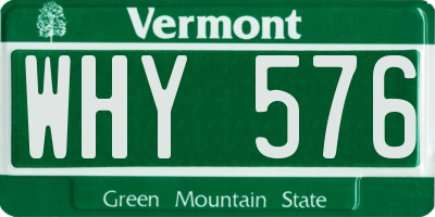 VT license plate WHY576