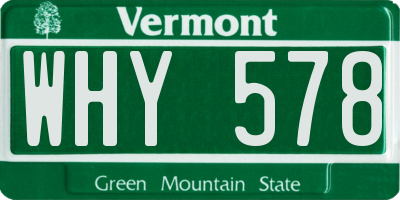 VT license plate WHY578