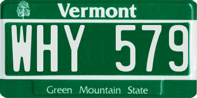 VT license plate WHY579