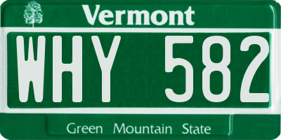 VT license plate WHY582