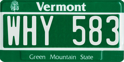 VT license plate WHY583