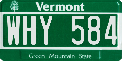 VT license plate WHY584