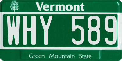 VT license plate WHY589