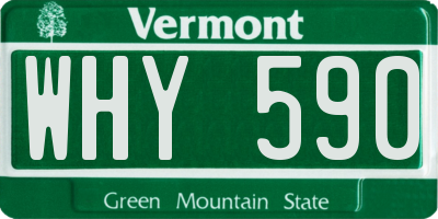 VT license plate WHY590