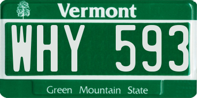 VT license plate WHY593