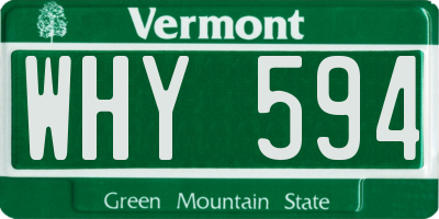 VT license plate WHY594