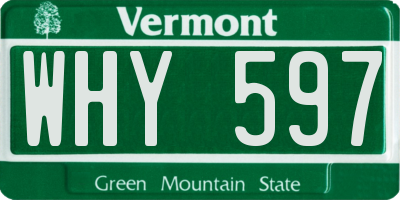 VT license plate WHY597