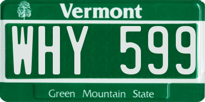 VT license plate WHY599