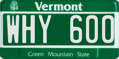 VT license plate WHY600