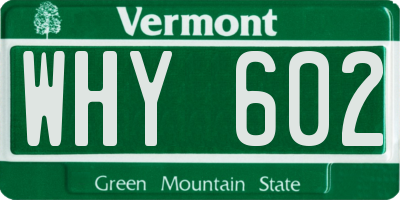 VT license plate WHY602