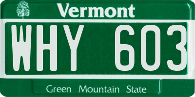 VT license plate WHY603