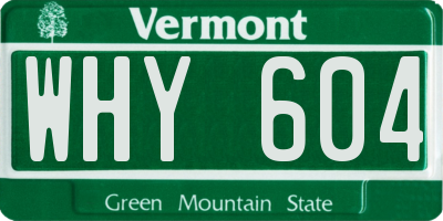 VT license plate WHY604