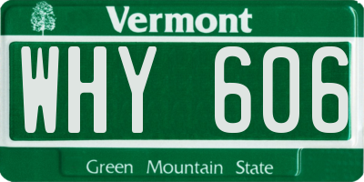 VT license plate WHY606