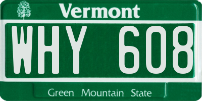 VT license plate WHY608