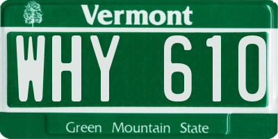 VT license plate WHY610
