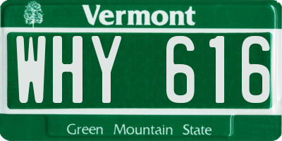 VT license plate WHY616
