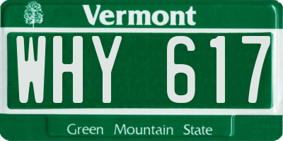 VT license plate WHY617