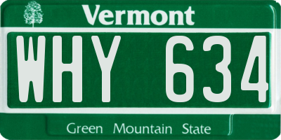 VT license plate WHY634