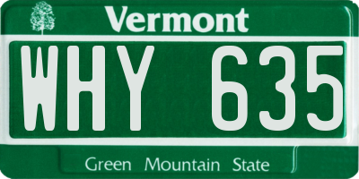VT license plate WHY635