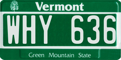 VT license plate WHY636