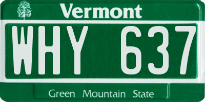 VT license plate WHY637