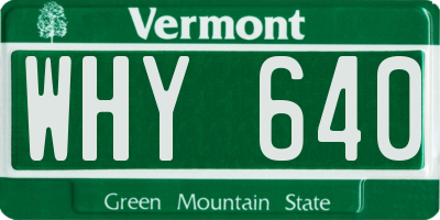 VT license plate WHY640