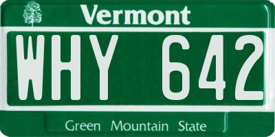 VT license plate WHY642