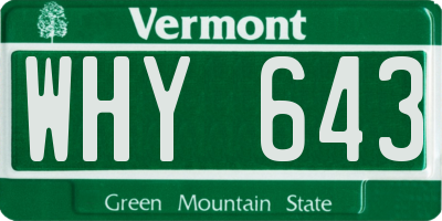 VT license plate WHY643