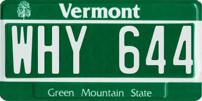VT license plate WHY644