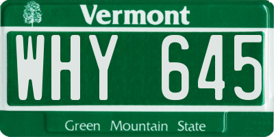 VT license plate WHY645