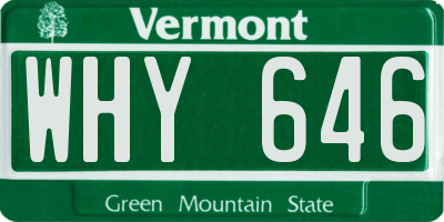 VT license plate WHY646