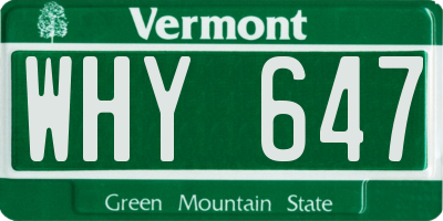 VT license plate WHY647